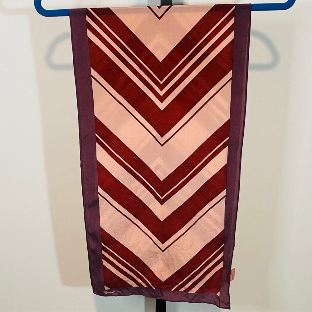 Pink & Burgundy Chevron Pure Silk Versatile Wear Scarf - Picture 8 of 14